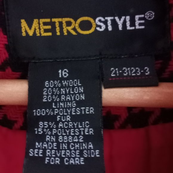 Vintage 'METRO STYLE' Wool blend Jacket with detachable collar Size 16 EUC - Picture 3 of 16